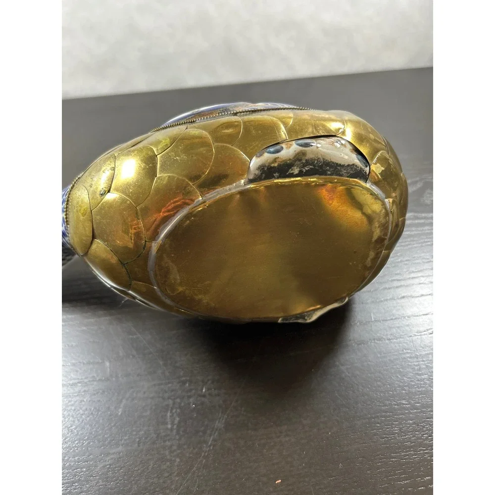 Vintage Tonala Mexico Brass and Pottery Duck Figurine El Palomar Style Folk Art - Picture 8 of 9